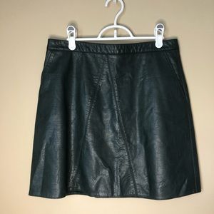 Dark green faux leather skirt!